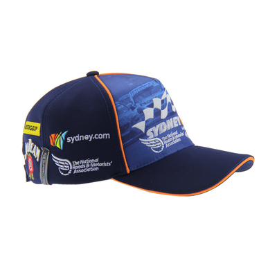 Cinco paneles de carreras de béisbol gorras logotipo de bordado de moda