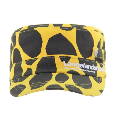 Unisex sombrero militar amarillo y negro de algodón con gorra de cadete Impreso a medida