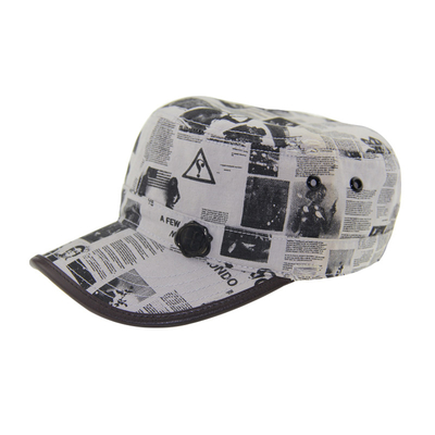 Sombrero de lona militar personalizable con unión de cuero pre curvado de PU