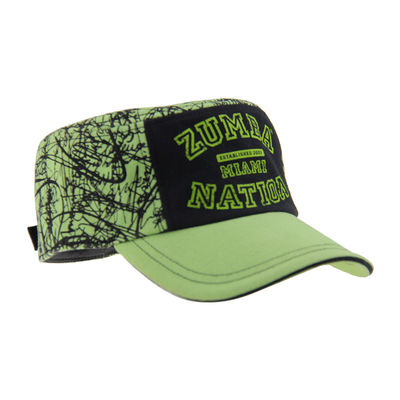 Personalización sombrero de cadete bordado verde ajustable para exteriores de moda