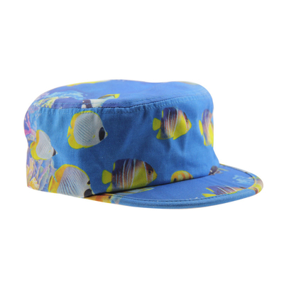Impresión de moda masculina de lienzo sombreros de cadete militar gorra de calle bordado plano