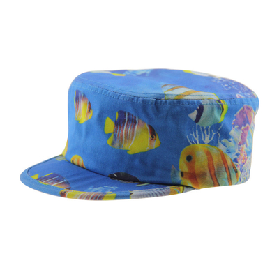 Impresión de moda masculina de lienzo sombreros de cadete militar gorra de calle bordado plano