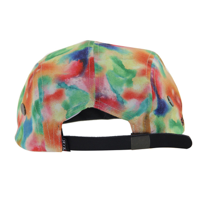 Impresión de colorante de corbata Floral a medida 5 paneles Caps de campamento para mujeres de moda