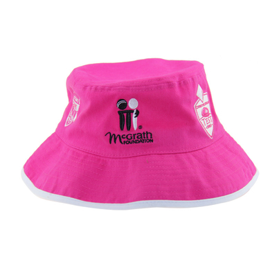 OSFM Tamaño de algodón cepillado bordado personalizado sombreros de balde sombreros de pesca femeninos rosa