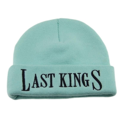 Embroidery OEM azul claro de las mujeres manguito gorro de gorra sombrero de punto caliente