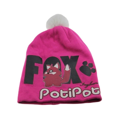 Confortables sombreros con gorro de acrílico Impresos personalizados sombreros con gorro de acrílico Pom Pom On Top