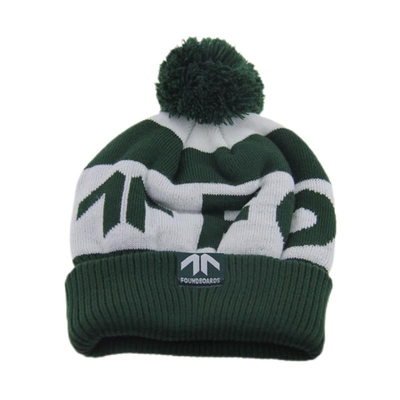 Impresión de logotipo personalizado Sombreros de gorro de punto con patrón de pom pom jacquard