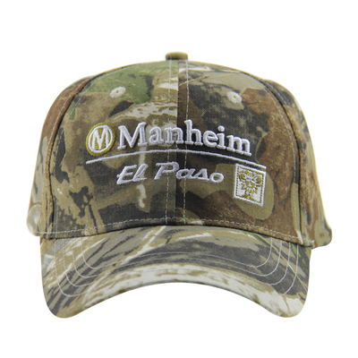 6 paneles Camuflaje bordado gorras de béisbol al aire libre, sombreros de caza ajustables unisex de perfil bajo