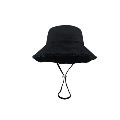 Prevención del sol de algodón lienzo de borde ancho sombrero de cubo de playa sombrero de cubo elegante