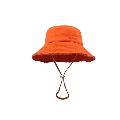 Prevención del sol de algodón lienzo de borde ancho sombrero de cubo de playa sombrero de cubo elegante