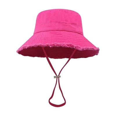 Prevención del sol de algodón lienzo de borde ancho sombrero de cubo de playa sombrero de cubo elegante