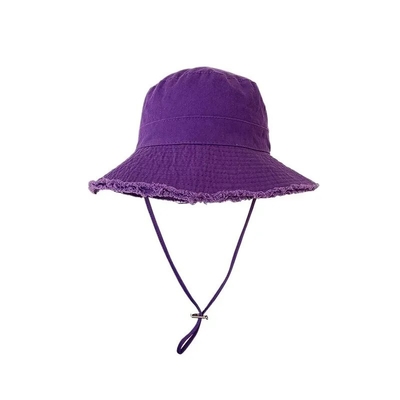 Prevención del sol de algodón lienzo de borde ancho sombrero de cubo de playa sombrero de cubo elegante