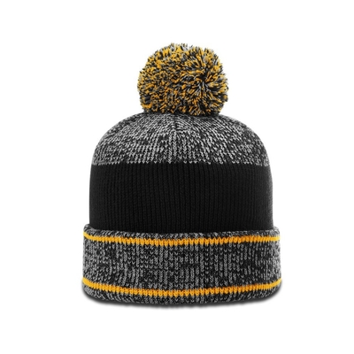 Invierno cálido de los hombres Pom Pom Beanie Sombreros de cabello Beanie con el logotipo de la insignia de goma