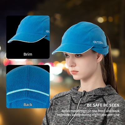 Sombrero de cola de caballo de lana para mujeres Sombrero de invierno reflectante con calefactor de orejas