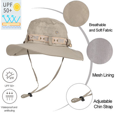 Cubo llano respirable del borde del sombrero de Sun que camina de la pesca de encargo amplia de Logo Upf 50