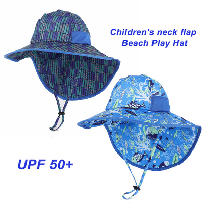 Pescador azul Hat Custom Upf de Hawaii de la playa de Searsucker bebé de la protección de 50 Sun