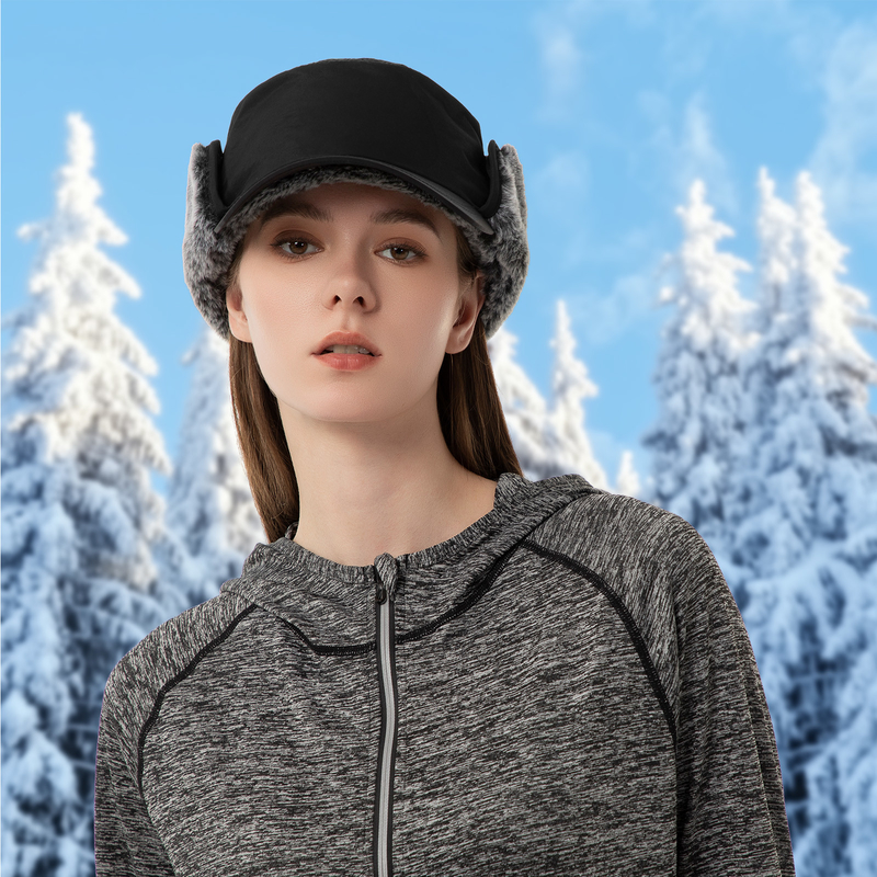 Mujeres o hombres gorras de invierno gorras de oreja calientes sombrero de piel falsa con alfiler completo gorra de béisbol gorra de caza
